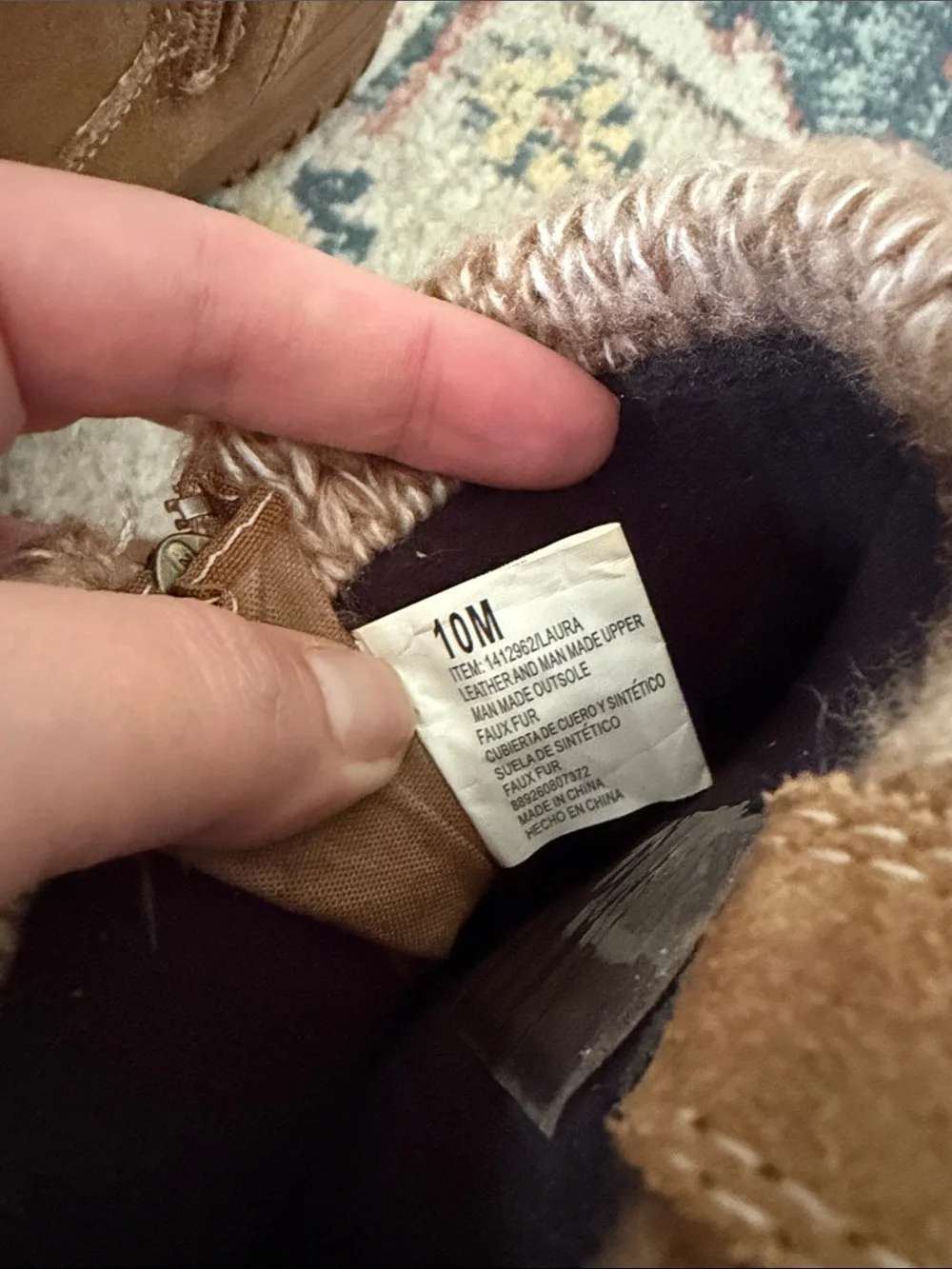 Khombu Tan Suede Winter Boot with Knit Cuff